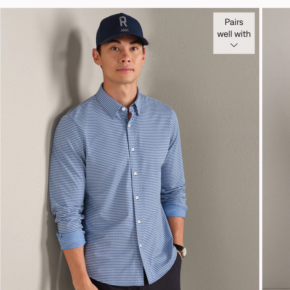 Rhone Men's L Blue Button-Down Commuter Shirt, $138 retail